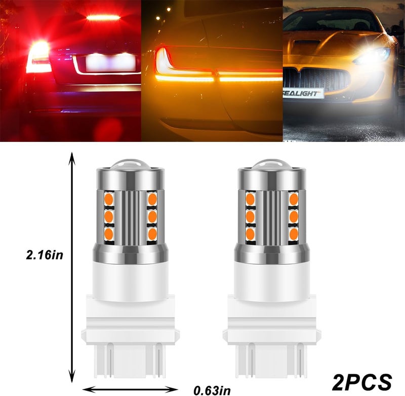 Mandark 3157 T25 LED Car Turn Signal Bulbs, 2PCS Super Bright Automotive Front Rear Blinker Light, Brighter Vehicle Marker Parking Lighting Accessories, Universal for SUV Sedan Truck (Red) - Image 1
